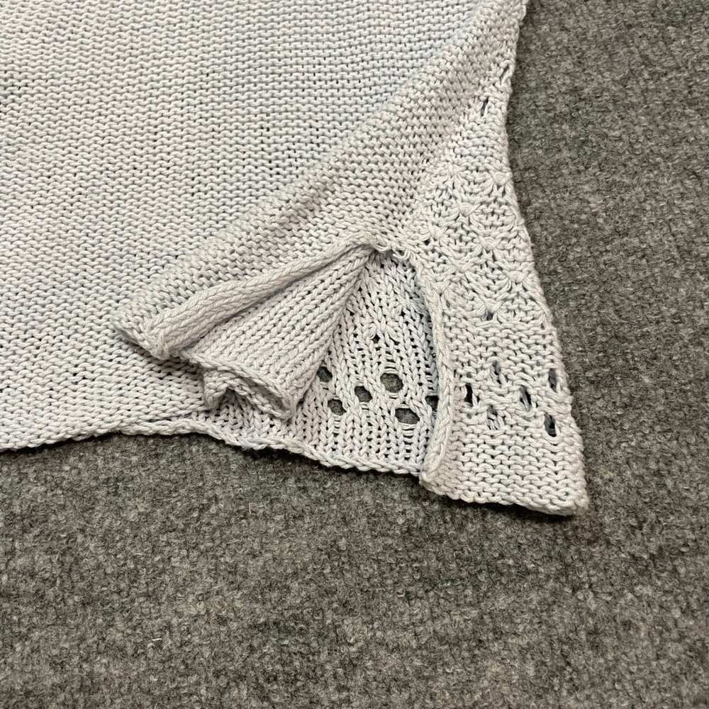 Open Knit Summer Sweater Women's S/M Lt Blue Crochet Knit Pullover Loose Weave - Picture 3 of 12